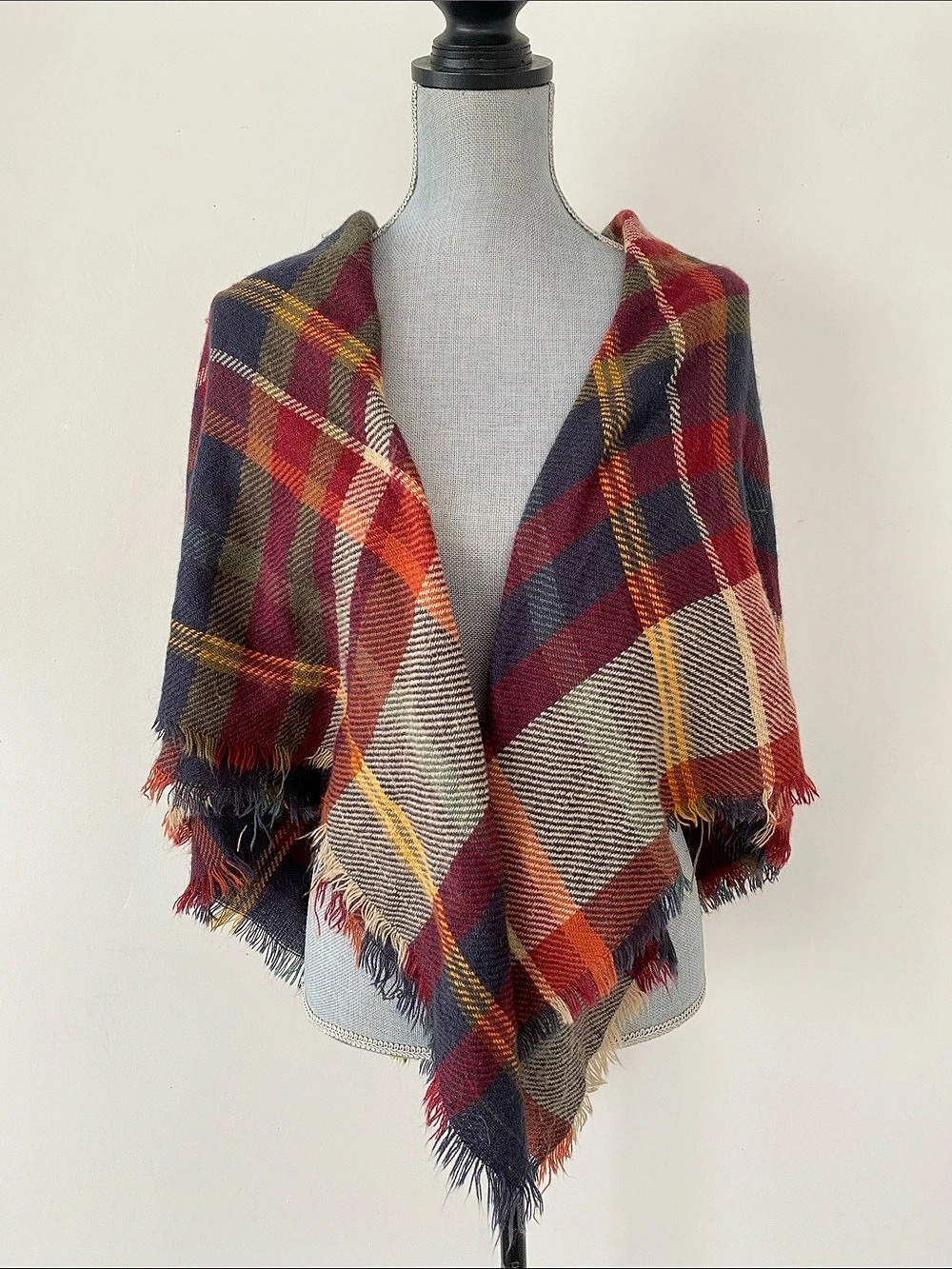 Fraas The Scarf Company Plaid Wrap Red & Blue Preppy Cottage